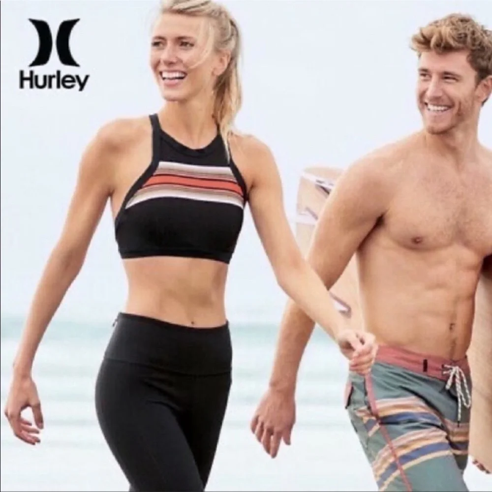 ☀️HURLEY☀️ QD MRITM HIGH NECK RIB MOD SURF BOTTOM BIKINI SET